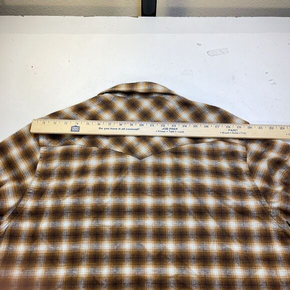 PENDLETON WOOLEN MILLS COWBOY WESTERN SNAP UP FLANNEL SHIRT Mens XL Plaid Brown - Picture 5 of 6